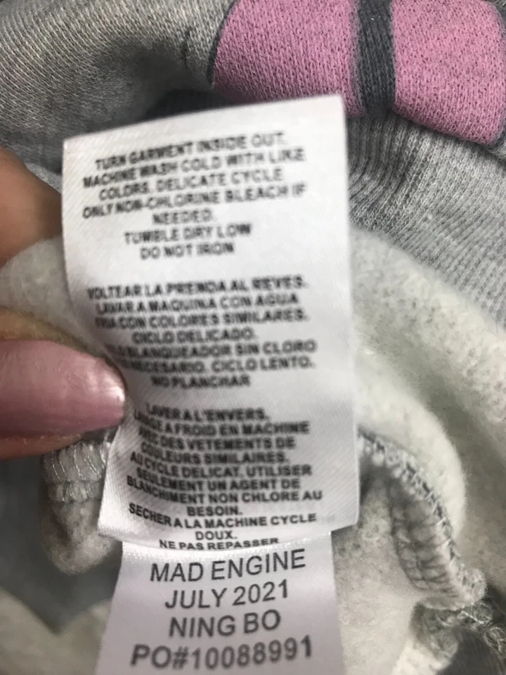 Disney Minnie Mouse Girls Gray Pink Hoodie Sweatshirt Dress Cover Up Top Size 16 - Image 4 of 4