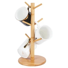Bamboo Mug Holder Coffee Mug Tree Stand Decorative Mug Rack for Countertop