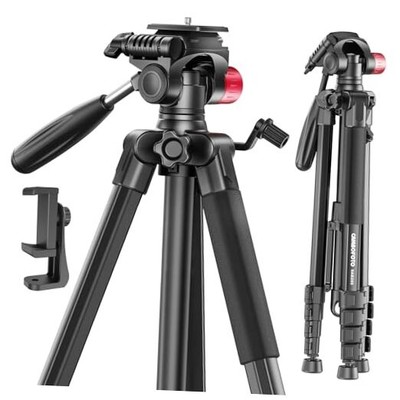 74''-Camera-Tripod, Porfessional Aluminum Heavy Duty Tripod Stand 74 inch Black