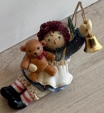 Vintage Kurt S. Adler Raggedy Ann Holding Bell & Bear Christmas Ornament Holiday