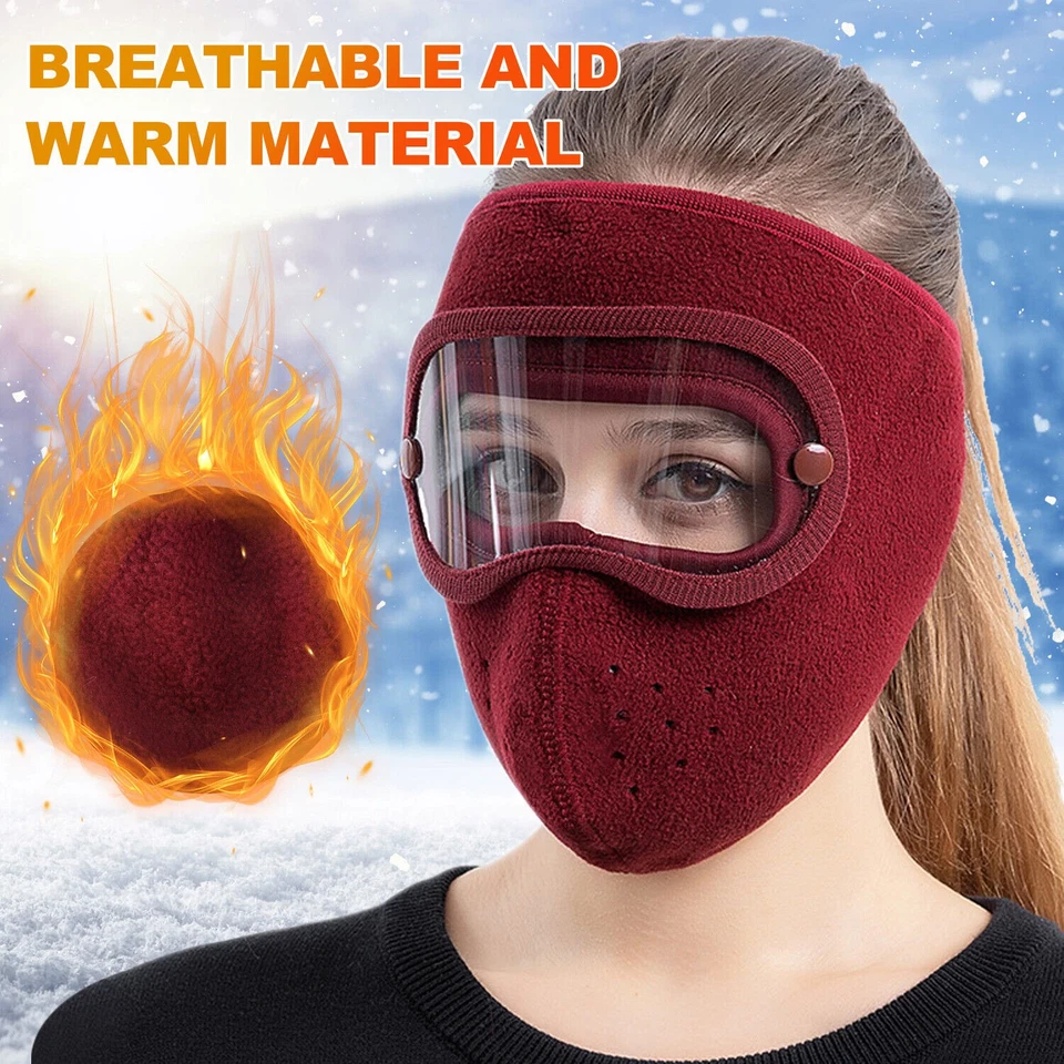 Máscara facial balaclava inverno quente lã com óculos antiembaçante tampa caveira à prova de vento - Imagem 3 de 4
