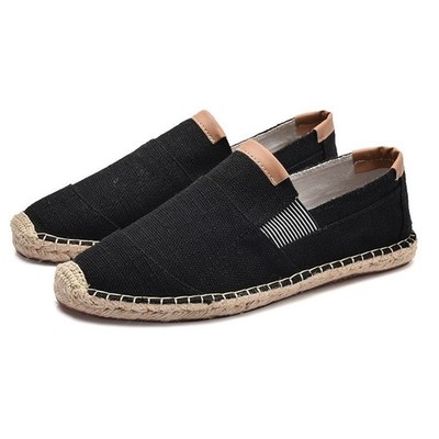 Herren Lässig Handgefertigt Leinen Espadrilles Slipper Atmungsaktiv Fischer Schu
