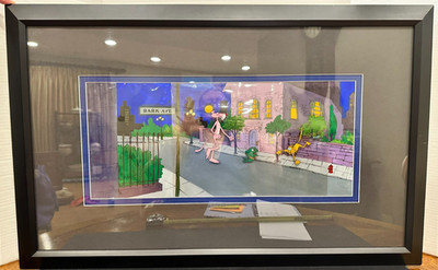 Original Pink Panther Production Cel & Drawing   1960s 70s   COA   Framed