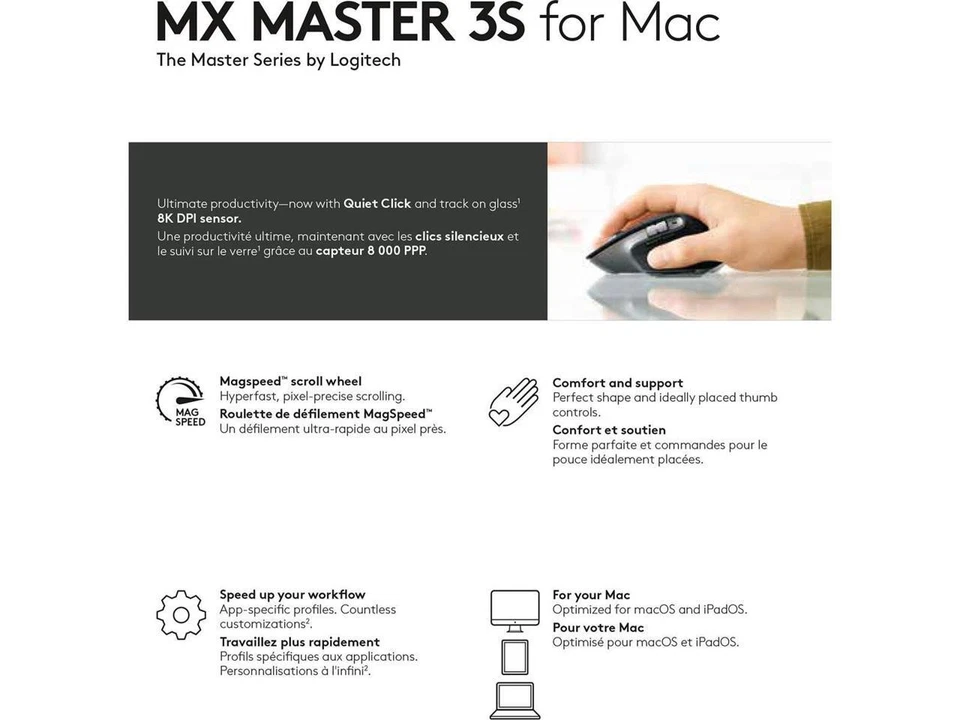 Logitech MX Master 3S for Mac Wireless Bluetooth Mouse, Ultra-Fast Scrolling, - Image 3 of 4