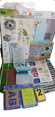 Large Stencil Lot Martha Stuart, Plaid, Letters, Jim, Stickers, Loops & Threads