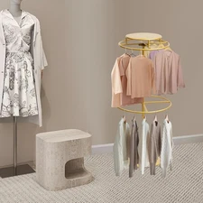 2 Tier  Clothing Rack 360° Rotatable Round Retail Display Costume Coat Rack