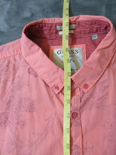 Pink Guess Dillon Slim Fit Short Sleeve Button Down Front Mens Floral Shirt XL - Picture 12 of 12