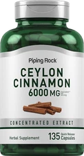 Ceylon Cinnamon Capsules 6000mg | 135 Capsules | Complex | by Piping Rock