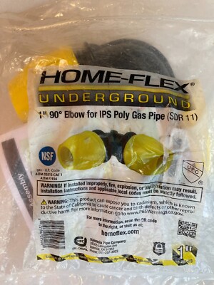 Home Flex 18-406-010 1  IPS DR 11 Underground Yellow Poly Gas Pipe 90 Deg,Sealed