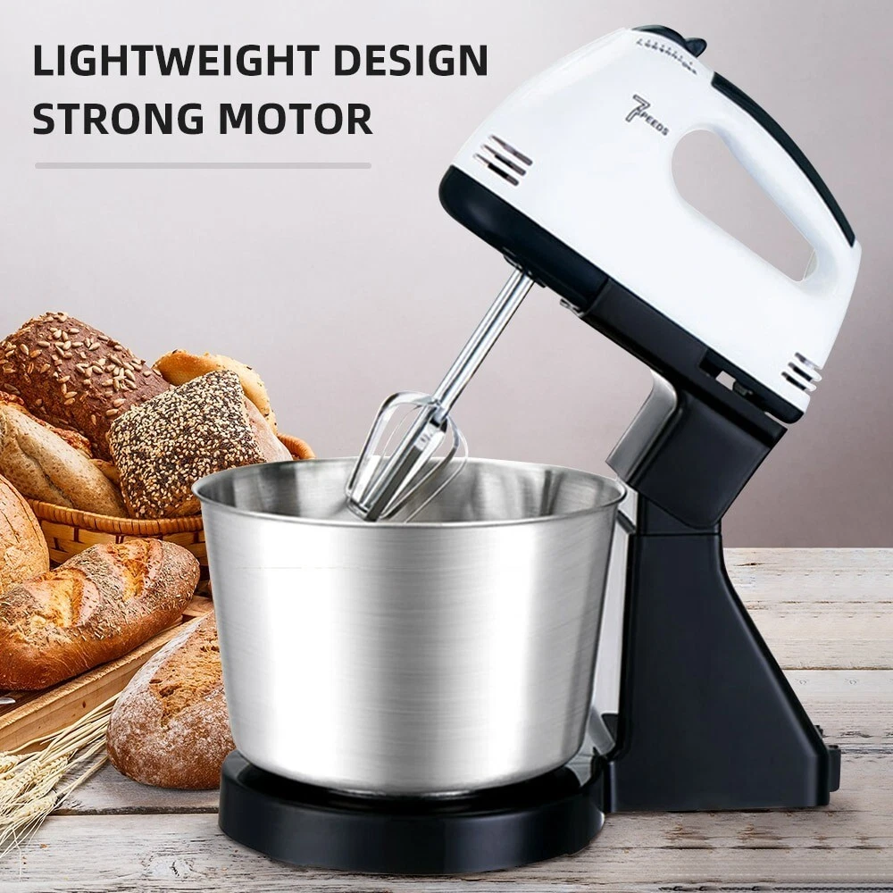 Lightweight Five Speed Electric Handheld Mixer with Stainless Steel Dual Beaters, White