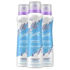 Secret Dry Spray Deodorant Antiperspirant 48HR Women Lavender Argan Oil 3 Pack