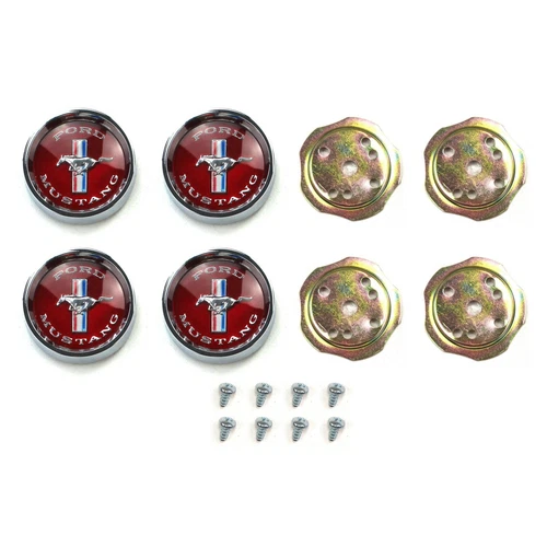 Mustang Wheel Cap Styled Steel (Set of 4) 64 1965 1966 1967 1968 Red