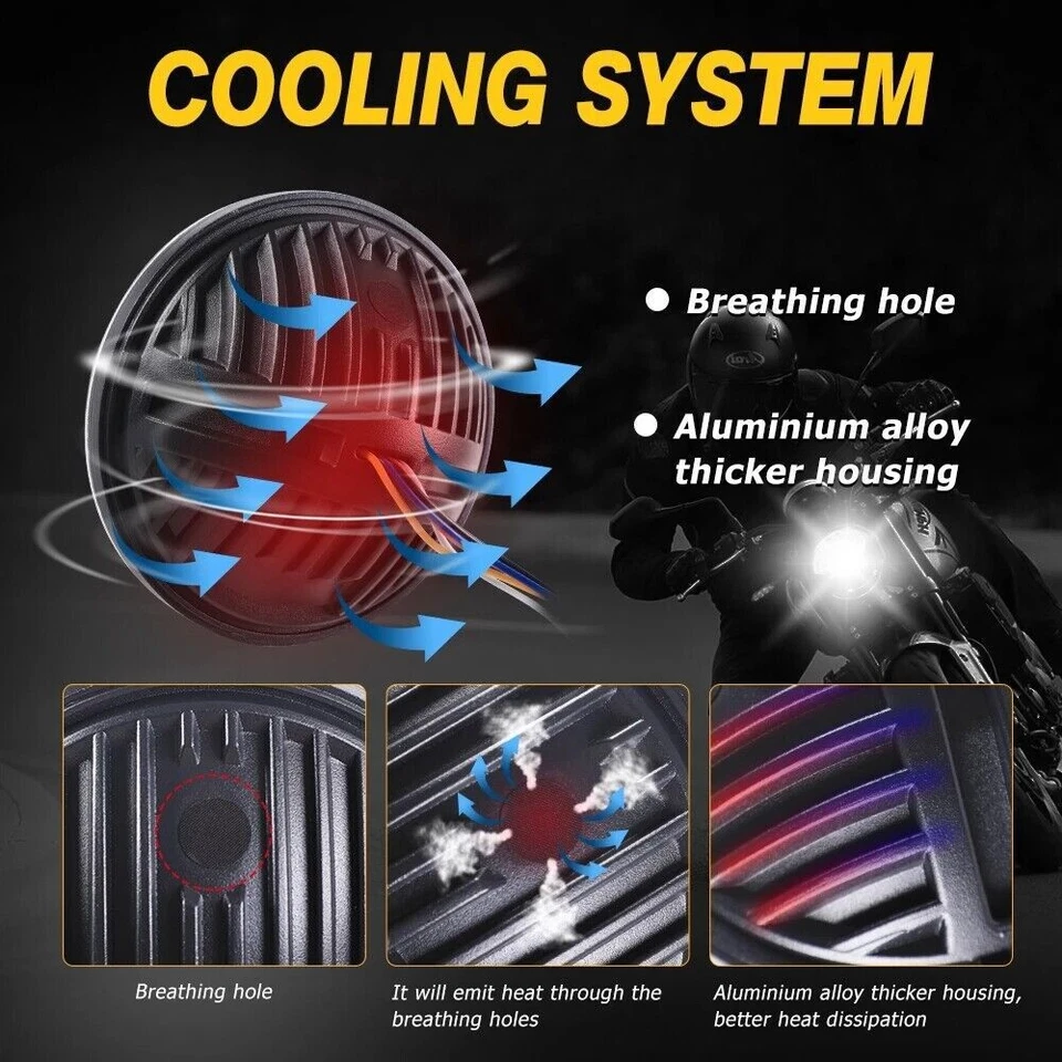 4PCS 5 3/4" 5.75"inch LED Headlights Hi/Lo DRL For Chevrolet Caprice 1966-1976 - Image 4 of 4