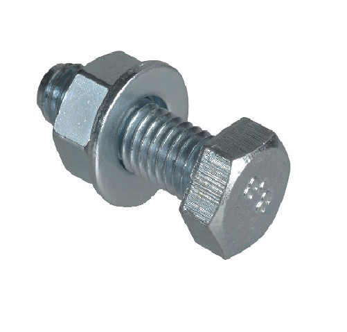 Set - M10 x 20mm Hex Bolt, Nut & Washer (Zinc Plated) x 100 Quantity