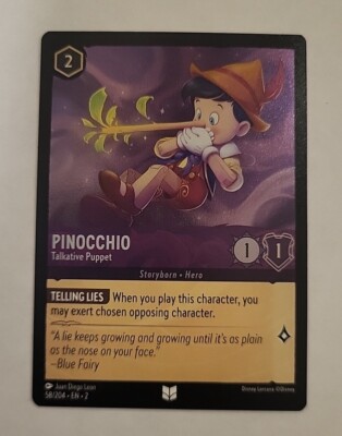pinocchio lorcana card - Talkative Puppet return is It's an honor to be