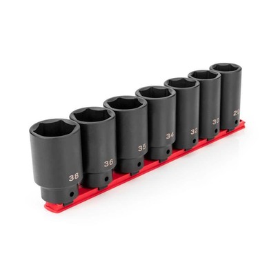 TEKTON Impact Socket Set 0.5'' Drive Deep 6-Point Axle Nut/Rail 7-PCs (29-38 mm)