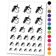 Adorable Unicorn Face Doodle Temporary Tattoo Water Resistant Set Collection