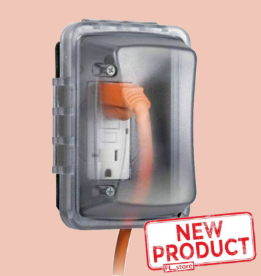 Outdoor Electrical Box Quick-Fit Weatherproof Cover Single Outlet Protector NEW
