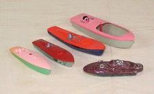 Jouets anciens Celluloid - Lot de 5 bateaux - 8,5 à 13 cm
