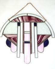 VINTAGE HANGING STAINED GLASS WINDOW - ART DECO STYLE - DREAM / SUN CATCHER