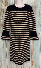 Talbots Sweater Dress Size XS Blue Stripe Wool Blend Long Sleeve Pullover