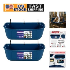 Multi-Functional 9 Quart Animal Feeder Trough - Easy Install & Clean, 2 Pack