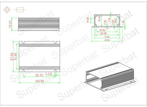 Aluminum Project Box Aluminum Enclosure Case Electronic 38(H)x74(W)x110(L)mm - Picture 6 of 6
