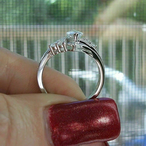 Elegant Women 925 Silver Plated Wedding Ring Cubic Zircon Jewelry Gift Sz 6-10 - Picture 13 of 35