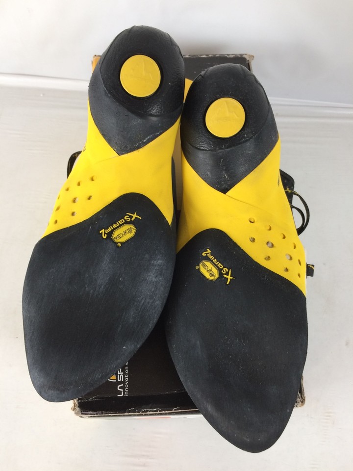 Excellent La Sportiva Solution Men's Climbing Shoes, White/Yellow, M42