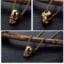 Collana In Acciaio Inox 316L Pesante Collana Uomo Gotica In Acciaio Inox 316L - Teschio Pesante Retro, Maglia Catena Argento/Nero Gioielli Uomo Vintage