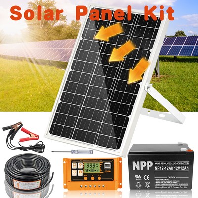 30W Watt Solar Panel Kit with12V 12Ah Lithium Battery RV Camping Off Grid Power