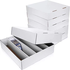 3 Pcs 5000 Count Card Storage Boxes for Trading and Gaming Cards White Cardboard