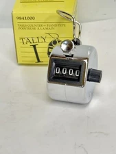 Tally1  Hand Model Tally Counter 4 Digit Finger Ring Handheld Chrome