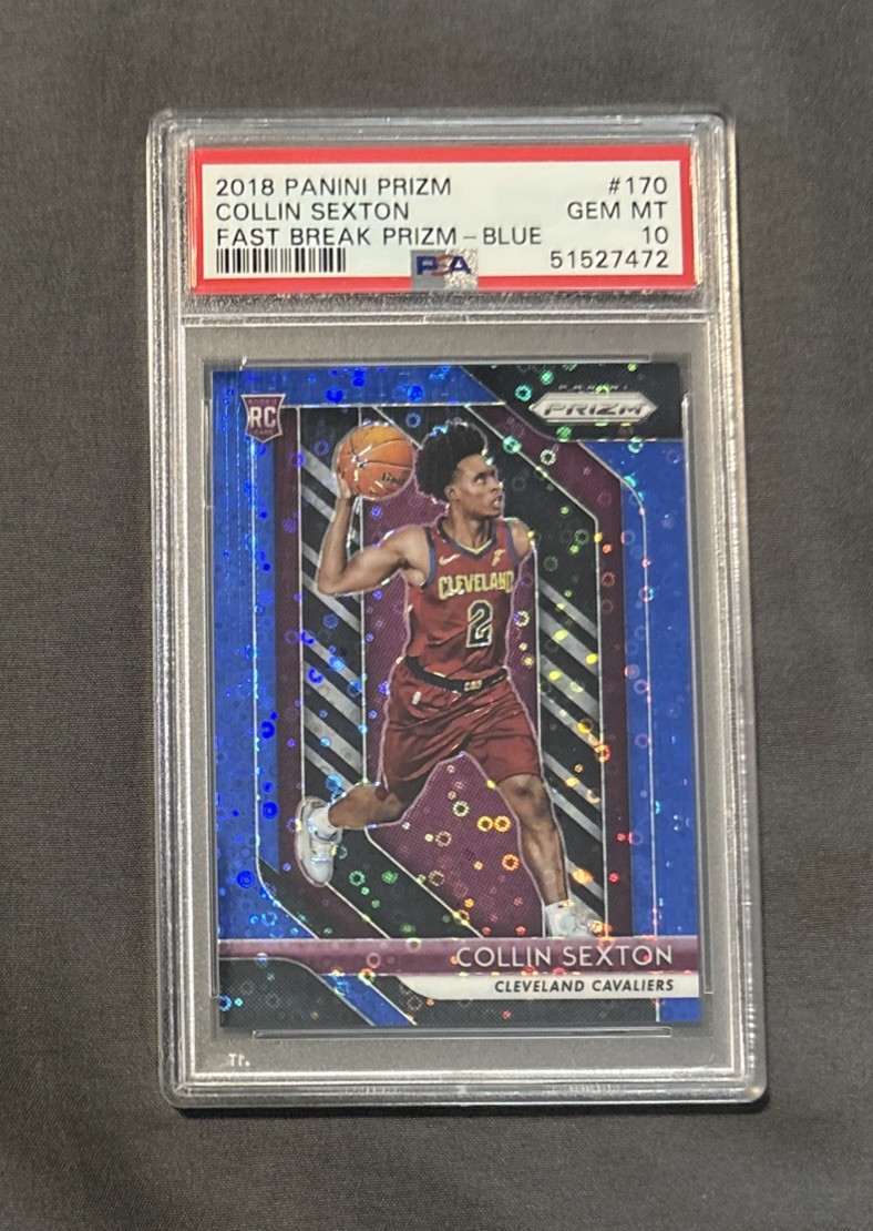 2018-19 Panini Prizm Collin Sexton Fast Break Blue Prizm RC #170 SP /175 PSA 10
