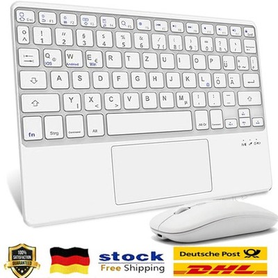 Touchpad QWERTZ Bluetooth Tastatur Maus Kabellos Keyboard Für iOS PC Tablet iPad