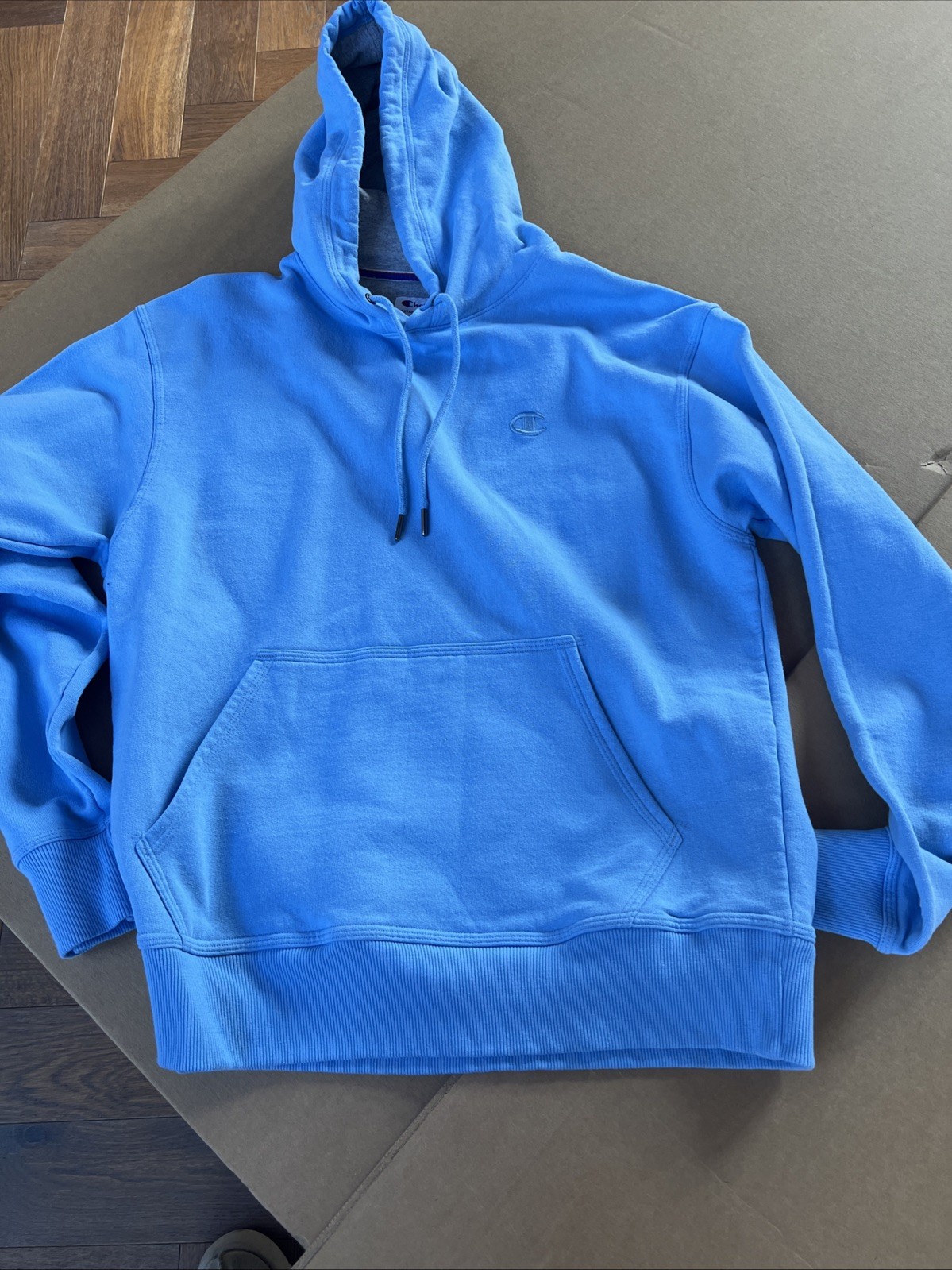 Champion Eco Solid Blue Basic Pullover Hoodie Men… - image 1