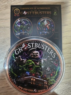 5oz 999 Fine Copper High Relief Ghostbusters Limited To 250 (Capsulated, Coa) - Image 1 of 2
