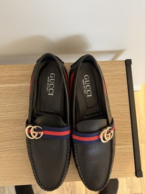 Gucci Men's Loafer Shoes Black Leather Size 11 US
