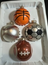 1996 VTG Dayton Hudson 4 Sports Glass Ornaments Made In USA