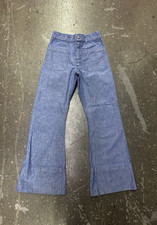 Vintage 70s US Navy Seafarer Bell Bottom Denim Dungarees High Rise 24x28