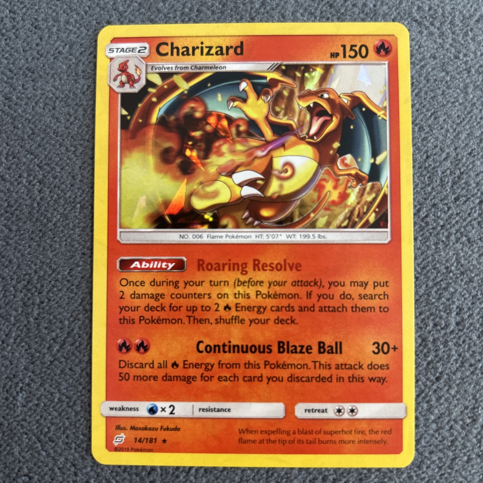 Pokémon TCG Charizard Sun Moon Team Up 14/181 Cracked Ice Holo Rare NM/ Mint