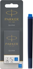 Parker QUINK Long Fountain Pen Ink Refill Cartridges, Washable Blue, 5 Count