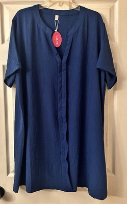 NWT HALIFE Navy Blue V Neck Mini Tunic Dress, Size 2XL