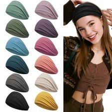 Z-CHARMMY 12 PCS Wide Headbands for 12 Count Pack of 1 , Soft Natural Colors