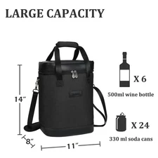 Wine Carrier Bag Insulated 6 Bottle Cooler Protection Carrying Tote Case Travel