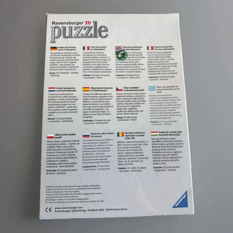 Rompecabezas 3D Ravensburger La Tour Eiffel Paris 216 piezas con bisagras fácil clic Foto 4 de 4