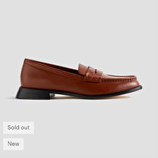 Quince Men's Cognac Leather Penny Loafer Dress Shoes  Toe Slip-On 8.5 Msrp $110