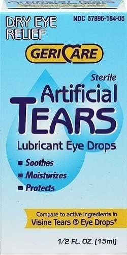 GeriCare Artificial Tears Lubricant Eye Drops Dry Eye Relief 0.5 OZ (Pack Of 6)