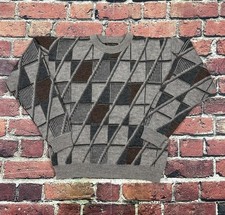 Vintage Geometric Pullover Multicolor Knit Sweater Crewneck Men  s Medium 90s