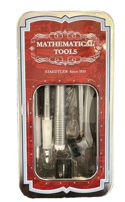 Staedtler Mathematical Tools Pen Pencil Eraser 4 Rulers Procession Compass Metal